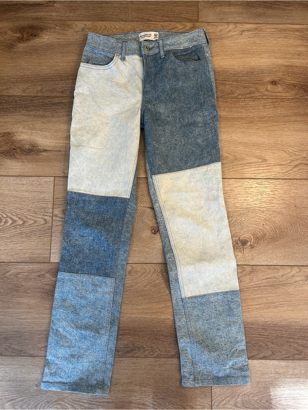 Abercrombie and fitch Patchwork Two-Tone Denim Jeans - Blue & Light Blue
